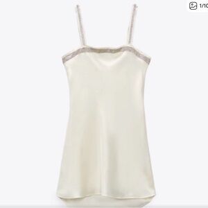 Zara Cream Satin Slip Dress